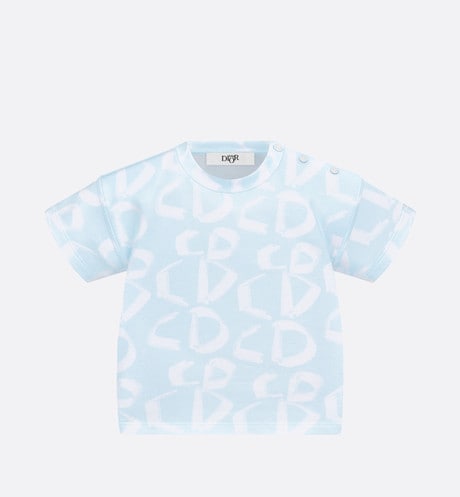 Baby T-Shirt • Light Blue Cotton Jersey with Ivory Revisited CD Motif