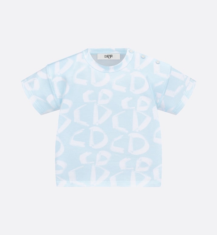 Baby T-Shirt • Light Blue Cotton Jersey with Ivory Revisited CD Motif