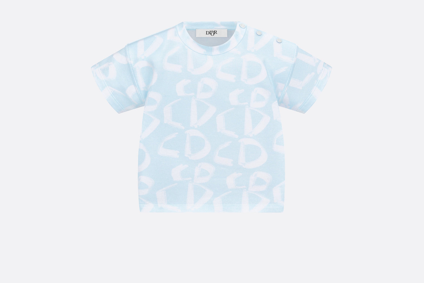 Baby T-Shirt • Light Blue Cotton Jersey with Ivory Revisited CD Motif