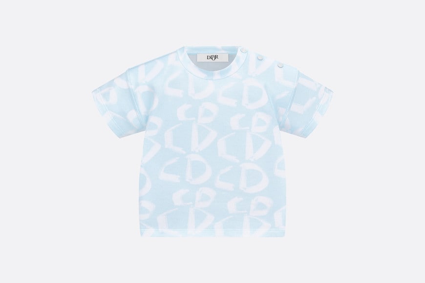 Baby T-Shirt • Light Blue Cotton Jersey with Ivory Revisited CD Motif