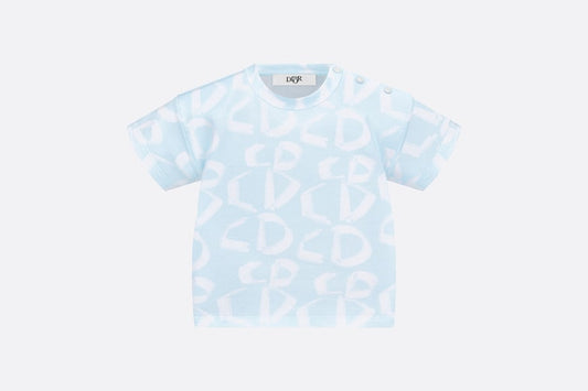 Baby T-Shirt • Light Blue Cotton Jersey with Ivory Revisited CD Motif