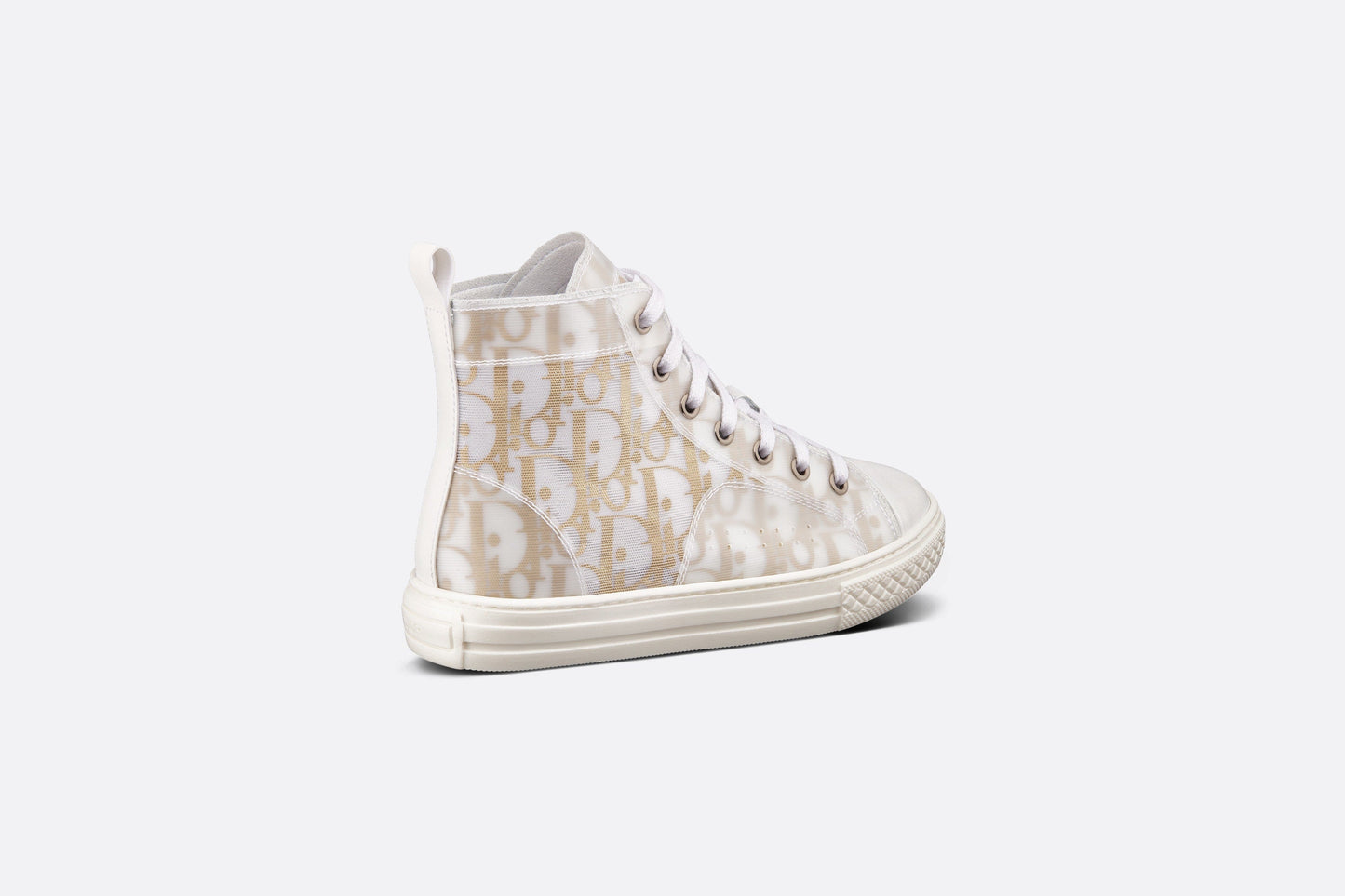 Kid's B23 High-Top Sneaker • White and Gold-Tone Dior Oblique Technical Fabric
