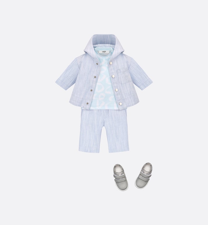 Baby T-Shirt • Light Blue Cotton Jersey with Ivory Revisited CD Motif