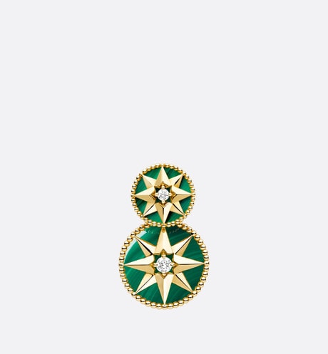 Rose Des Vents Earring • Yellow Gold, Diamonds and Malachite