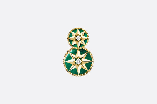 Rose Des Vents Earring • Yellow Gold, Diamonds and Malachite