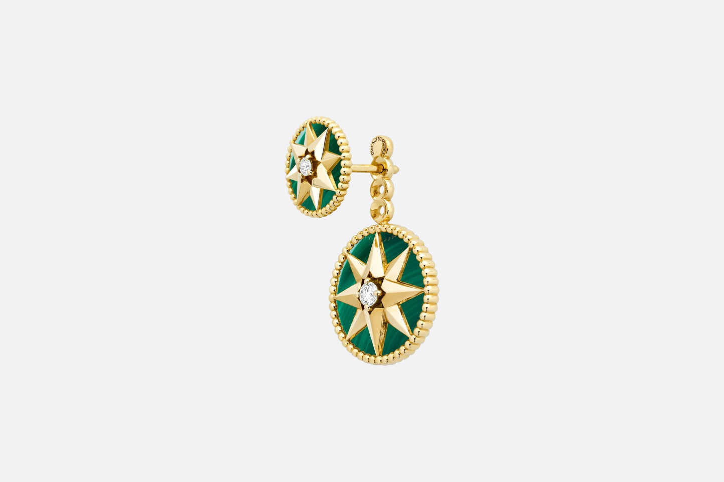 Rose Des Vents Earring • Yellow Gold, Diamonds and Malachite