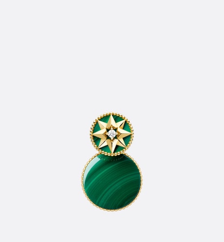 Rose Des Vents Earring • Yellow Gold, Diamonds and Malachite