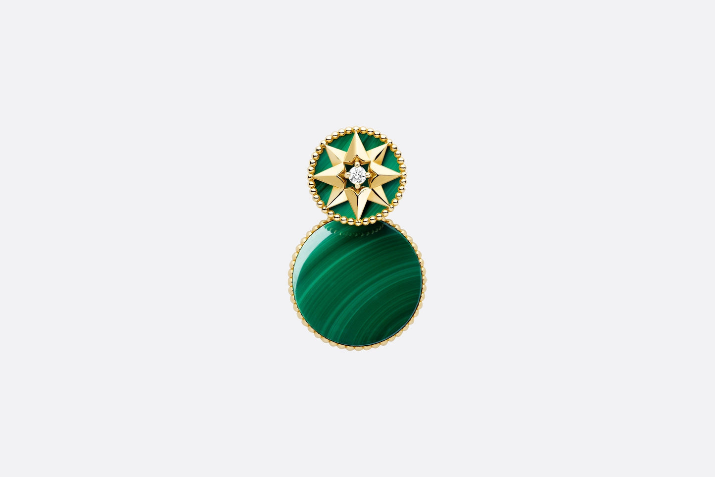 Rose Des Vents Earring • Yellow Gold, Diamonds and Malachite