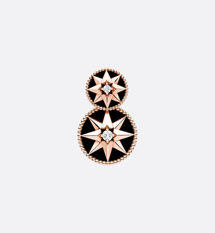 Rose Des Vents Earring • Pink Gold, Diamonds and Onyx
