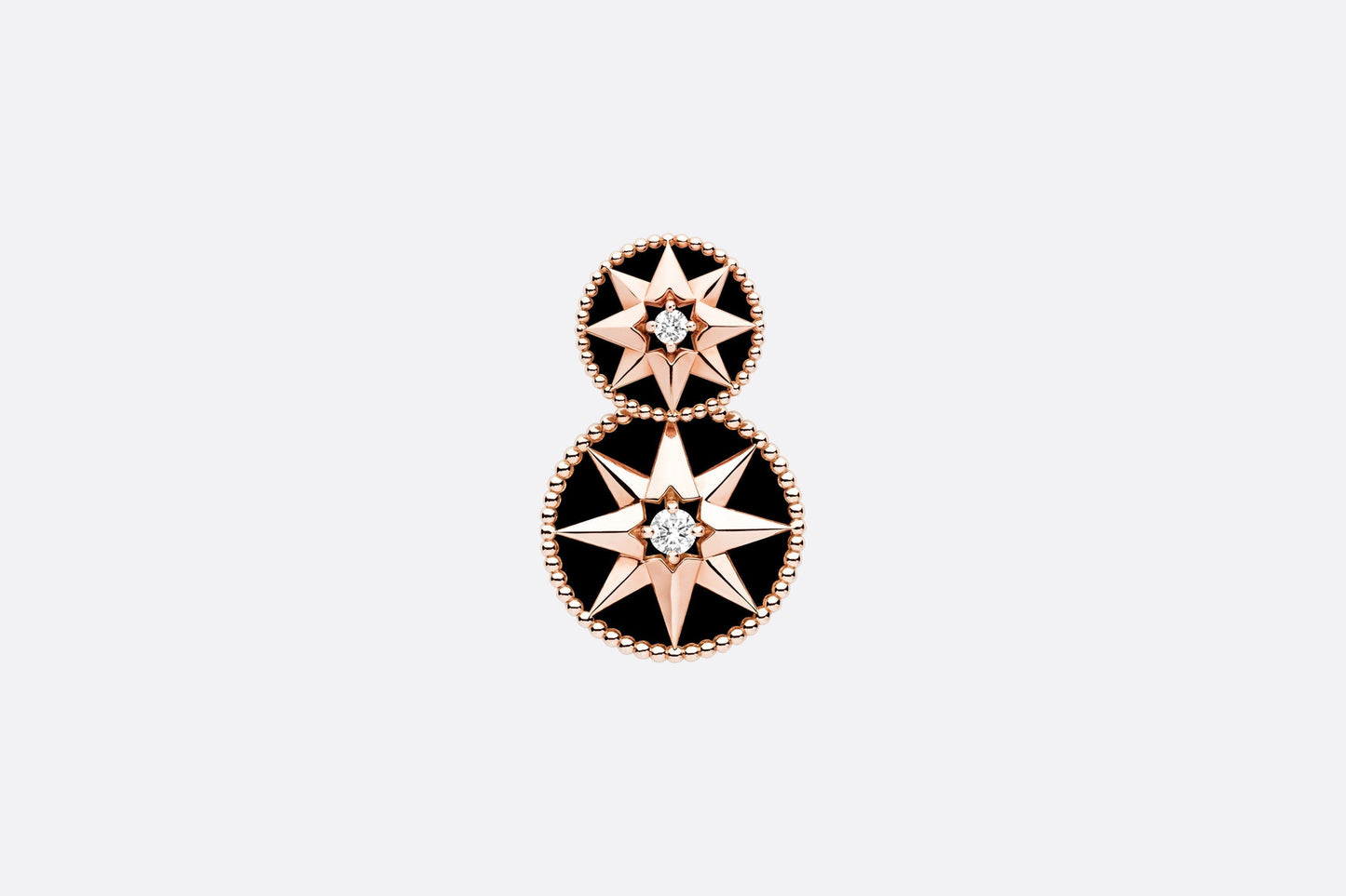 Rose Des Vents Earring • Pink Gold, Diamonds and Onyx
