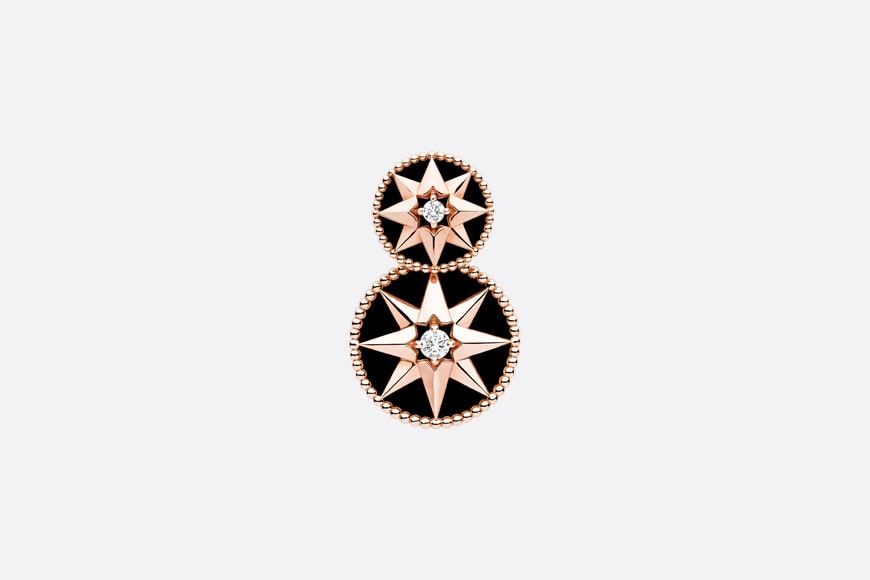 Rose Des Vents Earring • Pink Gold, Diamonds and Onyx