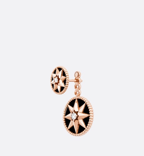 Rose Des Vents Earring • Pink Gold, Diamonds and Onyx