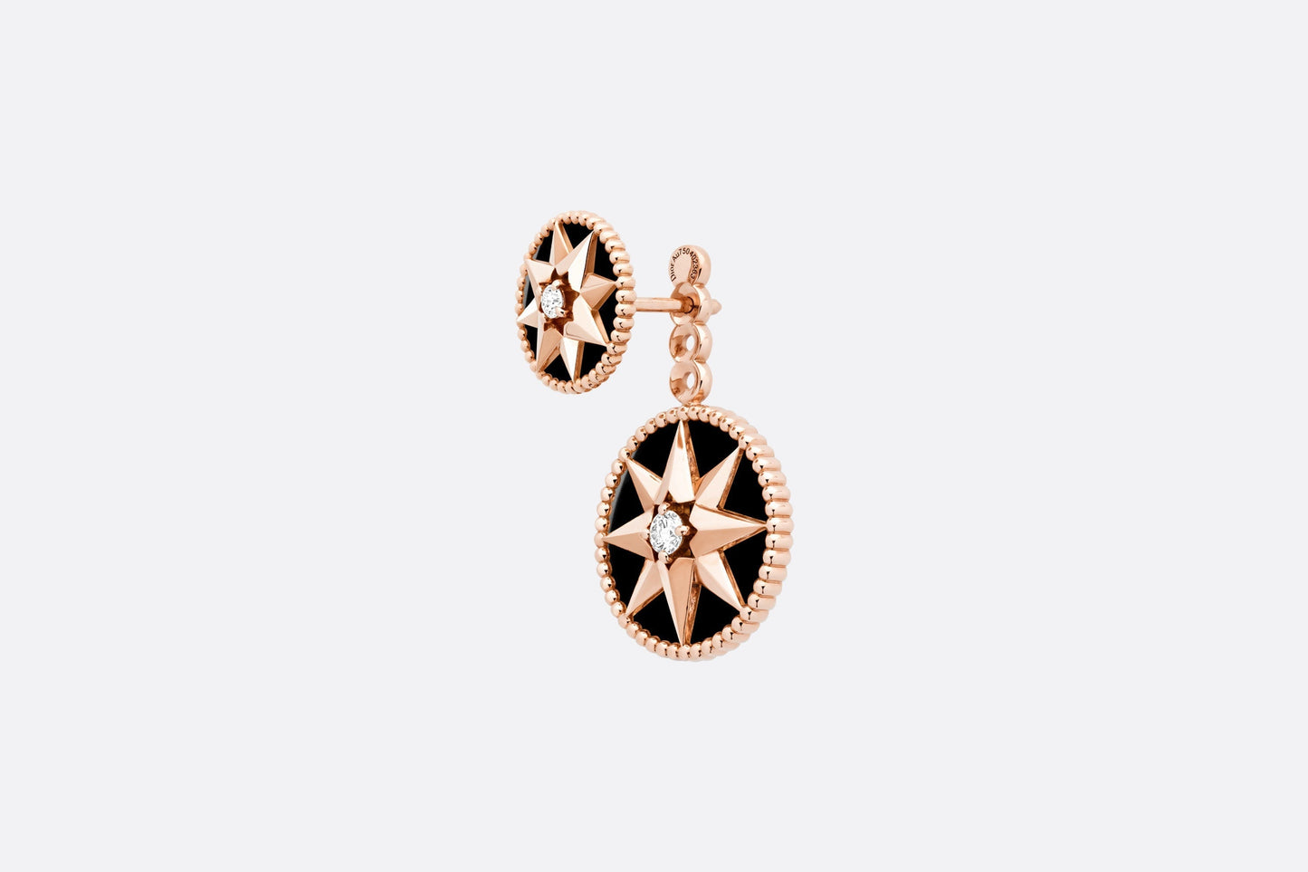 Rose Des Vents Earring • Pink Gold, Diamonds and Onyx