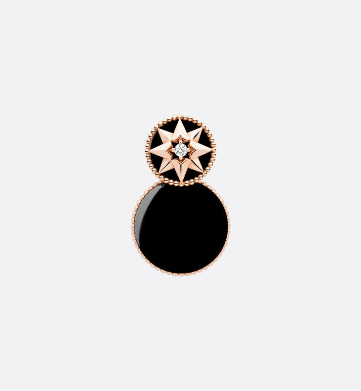 Rose Des Vents Earring • Pink Gold, Diamonds and Onyx