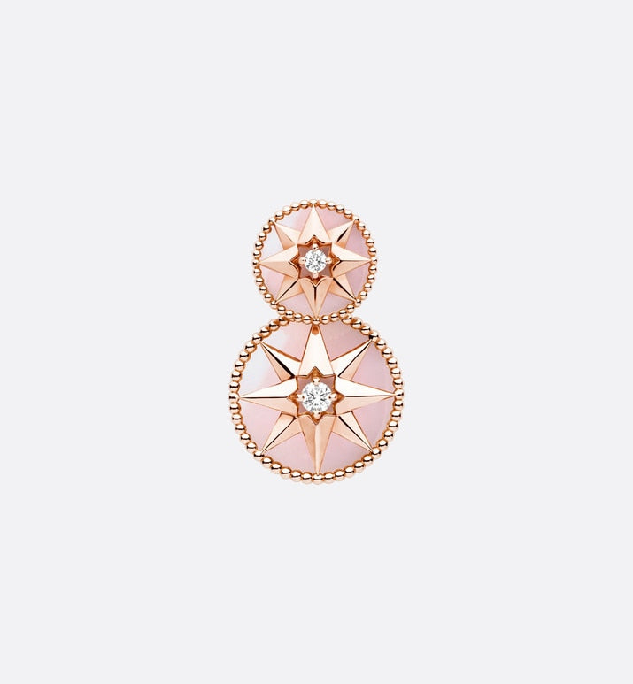 Rose Des Vents Earring • Pink Gold, Diamonds and Pink Opal