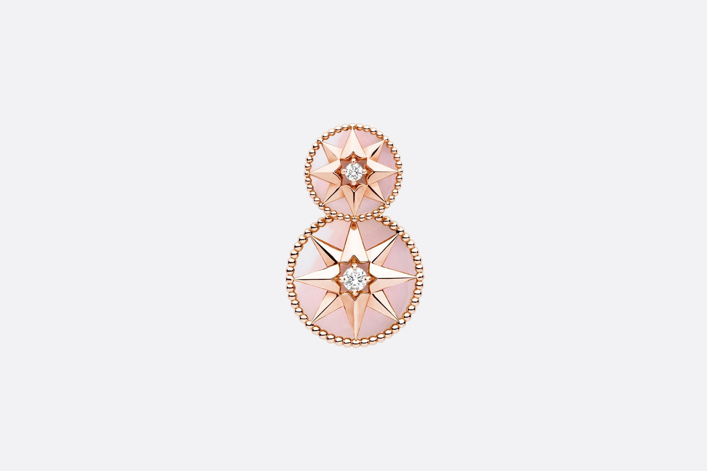 Rose Des Vents Earring • Pink Gold, Diamonds and Pink Opal