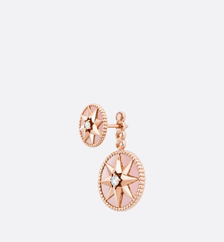Rose Des Vents Earring • Pink Gold, Diamonds and Pink Opal