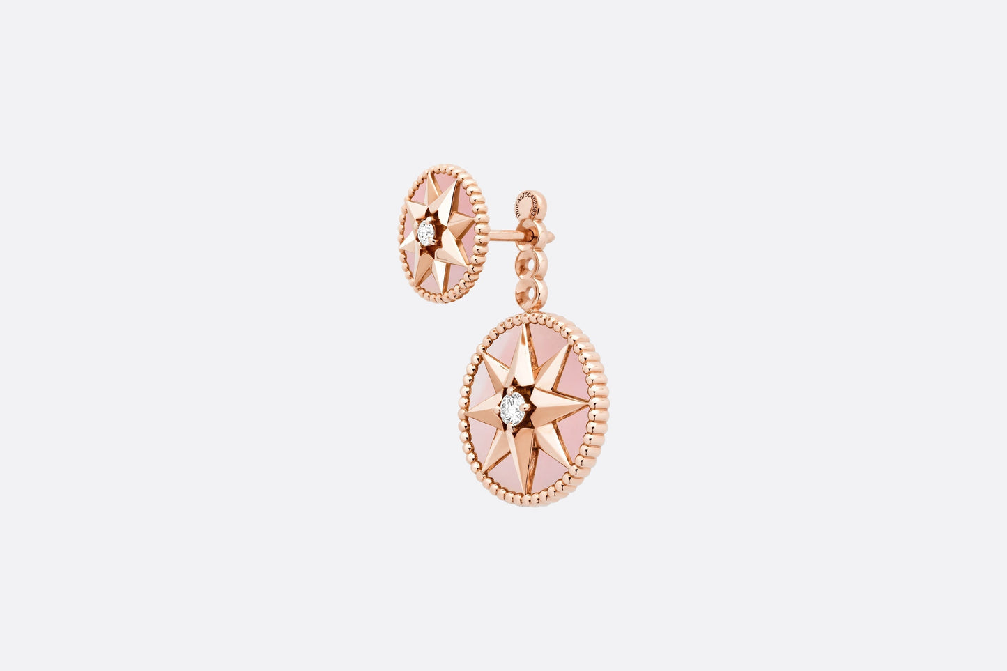 Rose Des Vents Earring • Pink Gold, Diamonds and Pink Opal