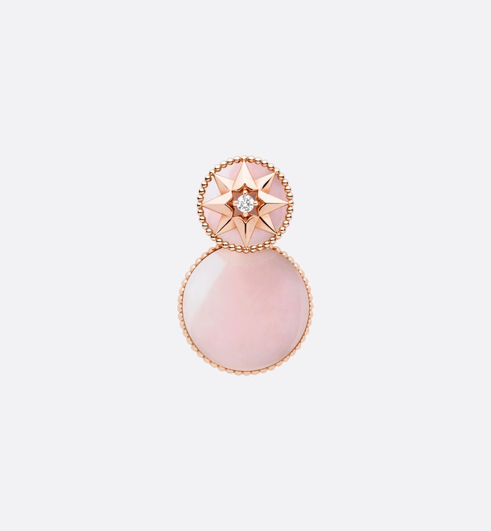 Rose Des Vents Earring • Pink Gold, Diamonds and Pink Opal