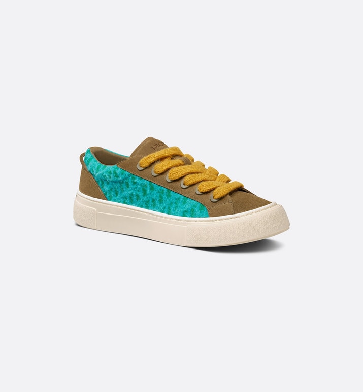 B33 Sneaker - LIMITED AND NUMBERED EDITION - with Digital Twin • Turquoise Dior Oblique Mohair and Brown Suede