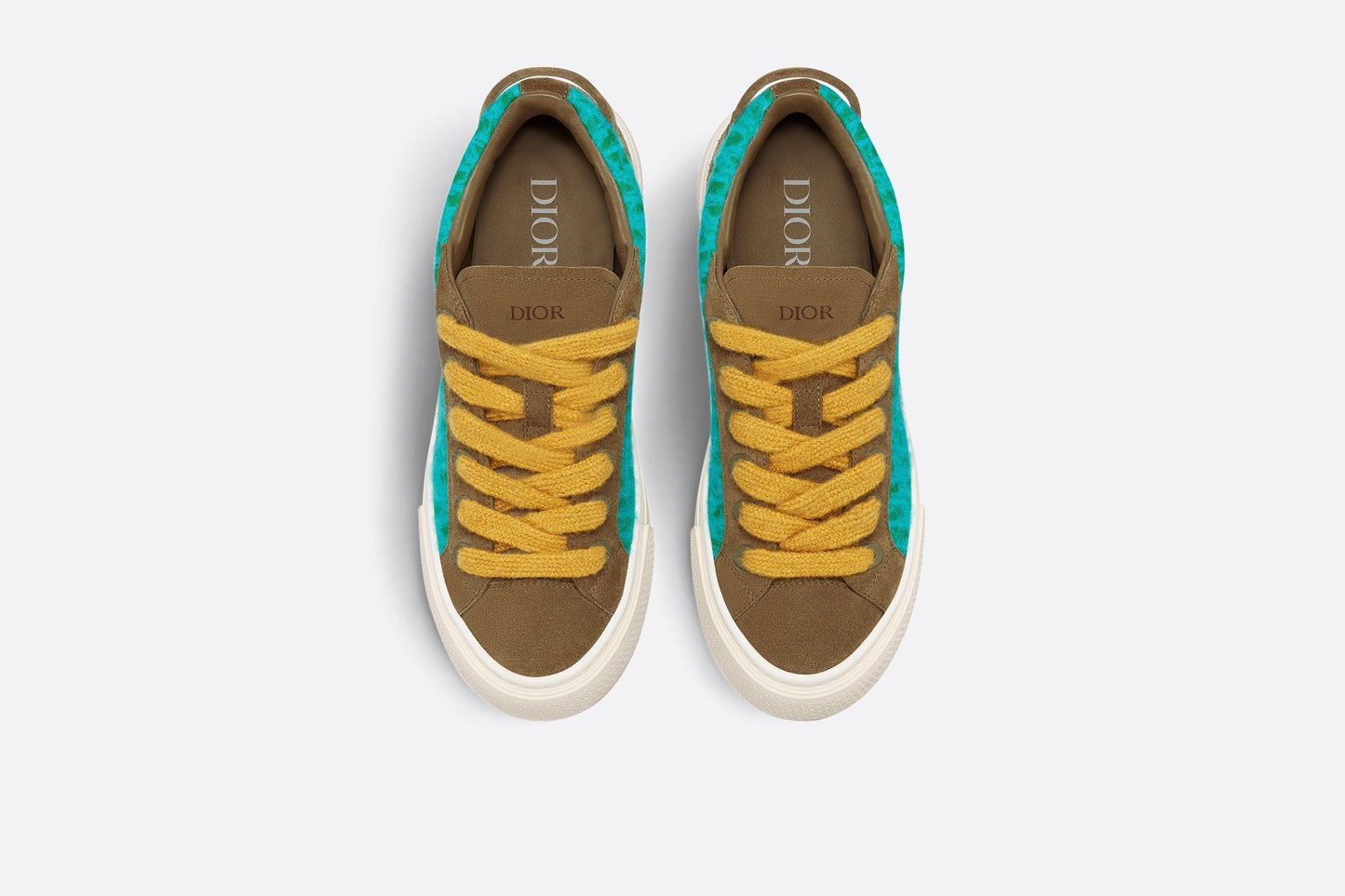 B33 Sneaker - LIMITED AND NUMBERED EDITION - with Digital Twin • Turquoise Dior Oblique Mohair and Brown Suede