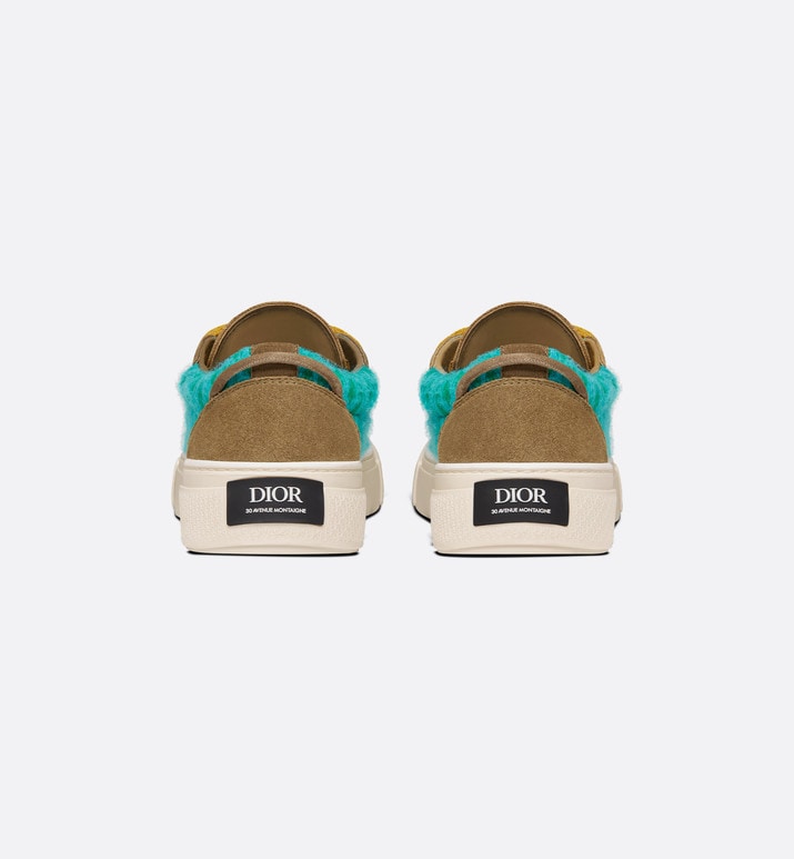 B33 Sneaker - LIMITED AND NUMBERED EDITION - with Digital Twin • Turquoise Dior Oblique Mohair and Brown Suede