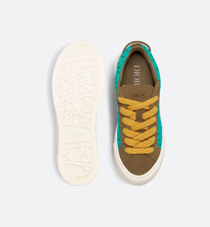 B33 Sneaker - LIMITED AND NUMBERED EDITION - with Digital Twin • Turquoise Dior Oblique Mohair and Brown Suede
