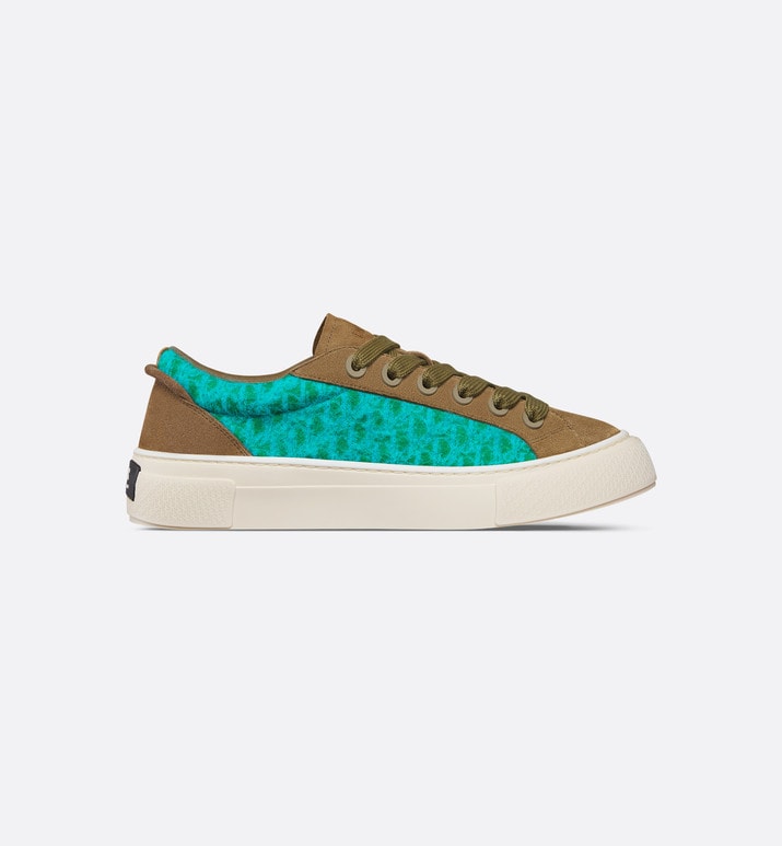 B33 Sneaker - LIMITED AND NUMBERED EDITION - with Digital Twin • Turquoise Dior Oblique Mohair and Brown Suede