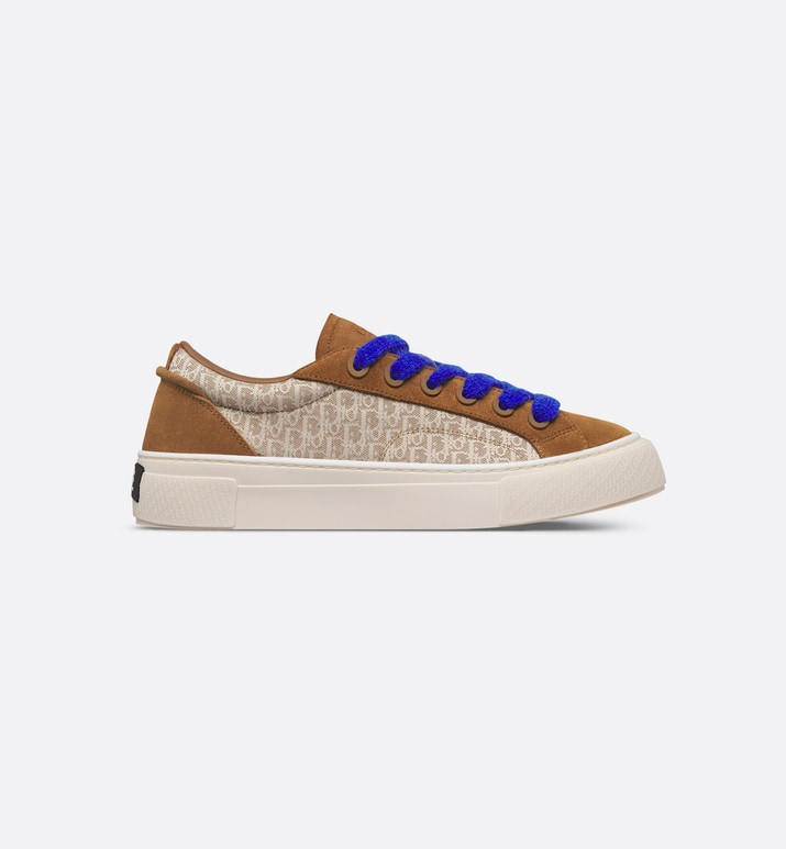 B33 Sneaker • Brown and Cream Dior Oblique Jacquard and Brown Suede