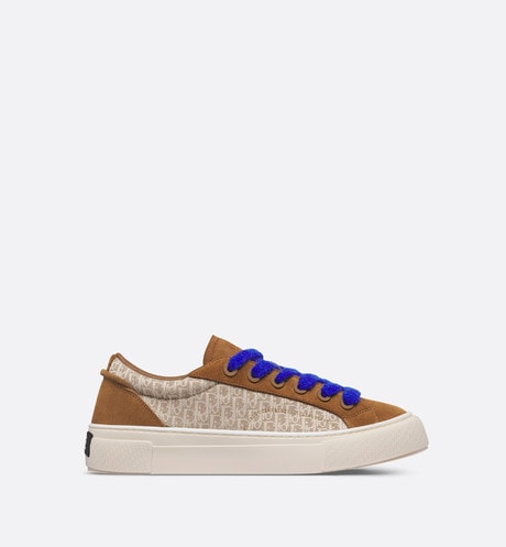 B33 Sneaker • Brown and Cream Dior Oblique Jacquard and Brown Suede