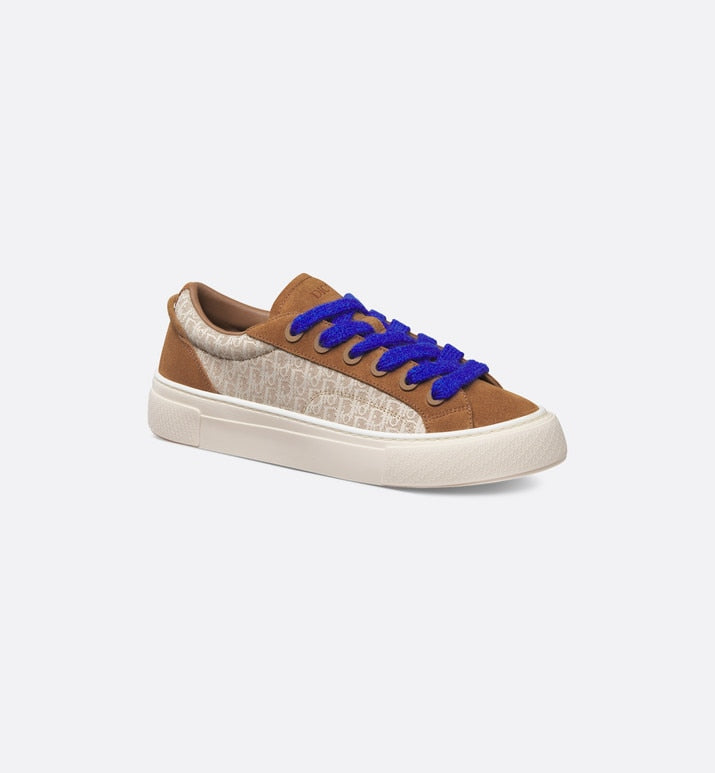 B33 Sneaker • Brown and Cream Dior Oblique Jacquard and Brown Suede