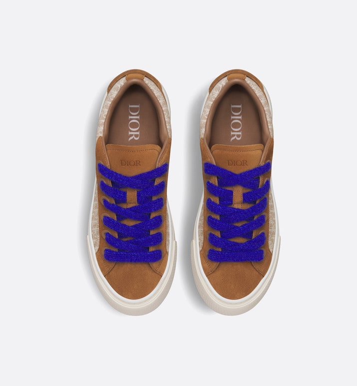 B33 Sneaker • Brown and Cream Dior Oblique Jacquard and Brown Suede