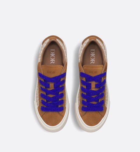 B33 Sneaker • Brown and Cream Dior Oblique Jacquard and Brown Suede