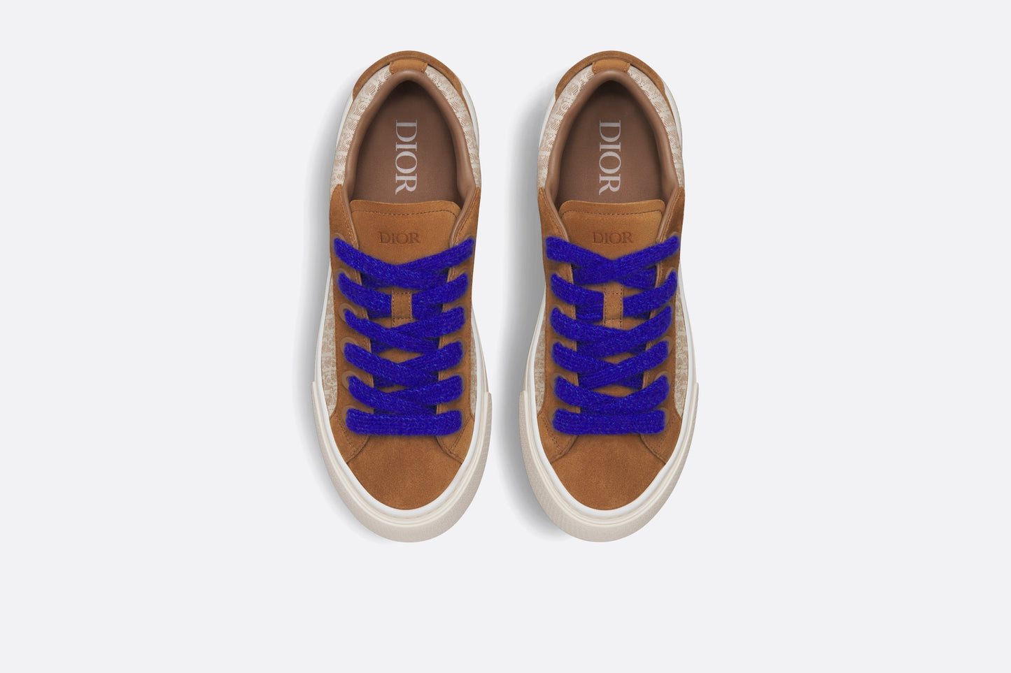 B33 Sneaker • Brown and Cream Dior Oblique Jacquard and Brown Suede