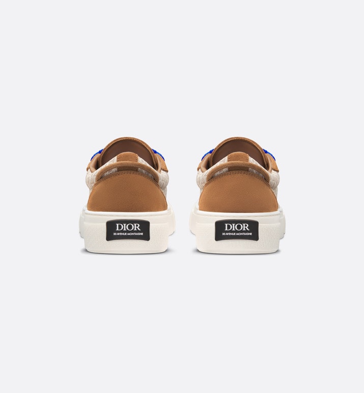 B33 Sneaker • Brown and Cream Dior Oblique Jacquard and Brown Suede