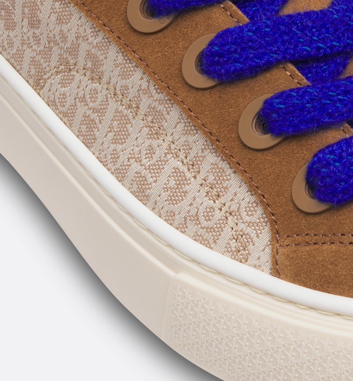 B33 Sneaker • Brown and Cream Dior Oblique Jacquard and Brown Suede