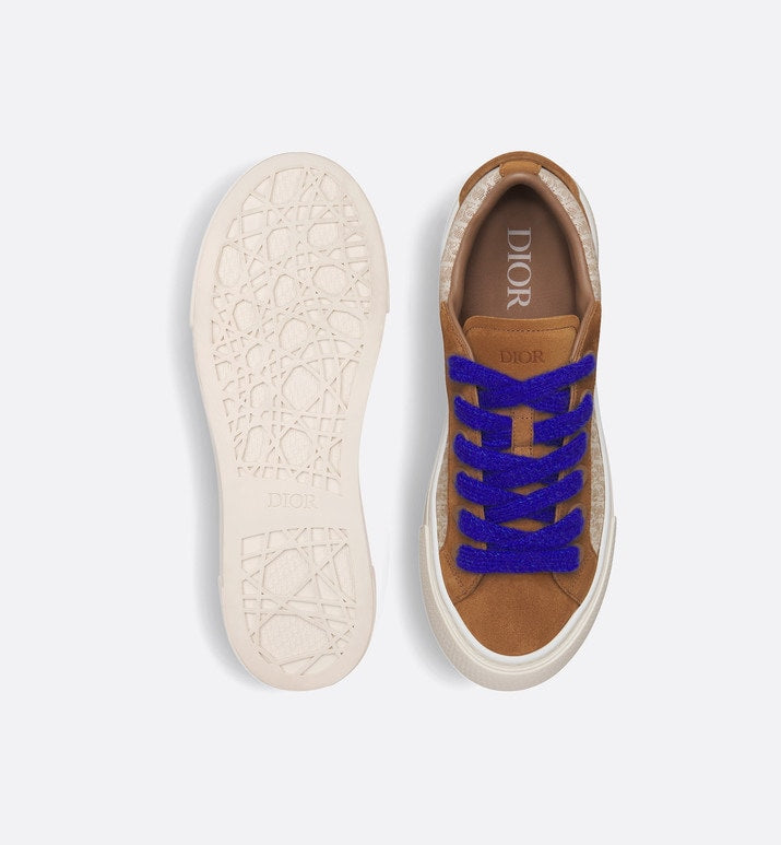 B33 Sneaker • Brown and Cream Dior Oblique Jacquard and Brown Suede