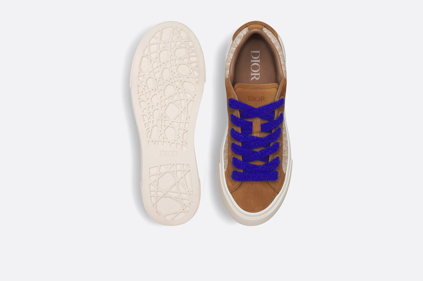 B33 Sneaker • Brown and Cream Dior Oblique Jacquard and Brown Suede