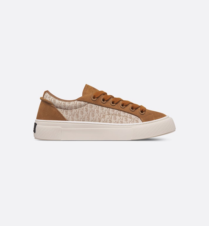 B33 Sneaker • Brown and Cream Dior Oblique Jacquard and Brown Suede
