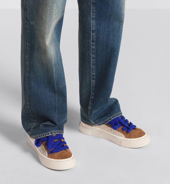 B33 Sneaker • Brown and Cream Dior Oblique Jacquard and Brown Suede