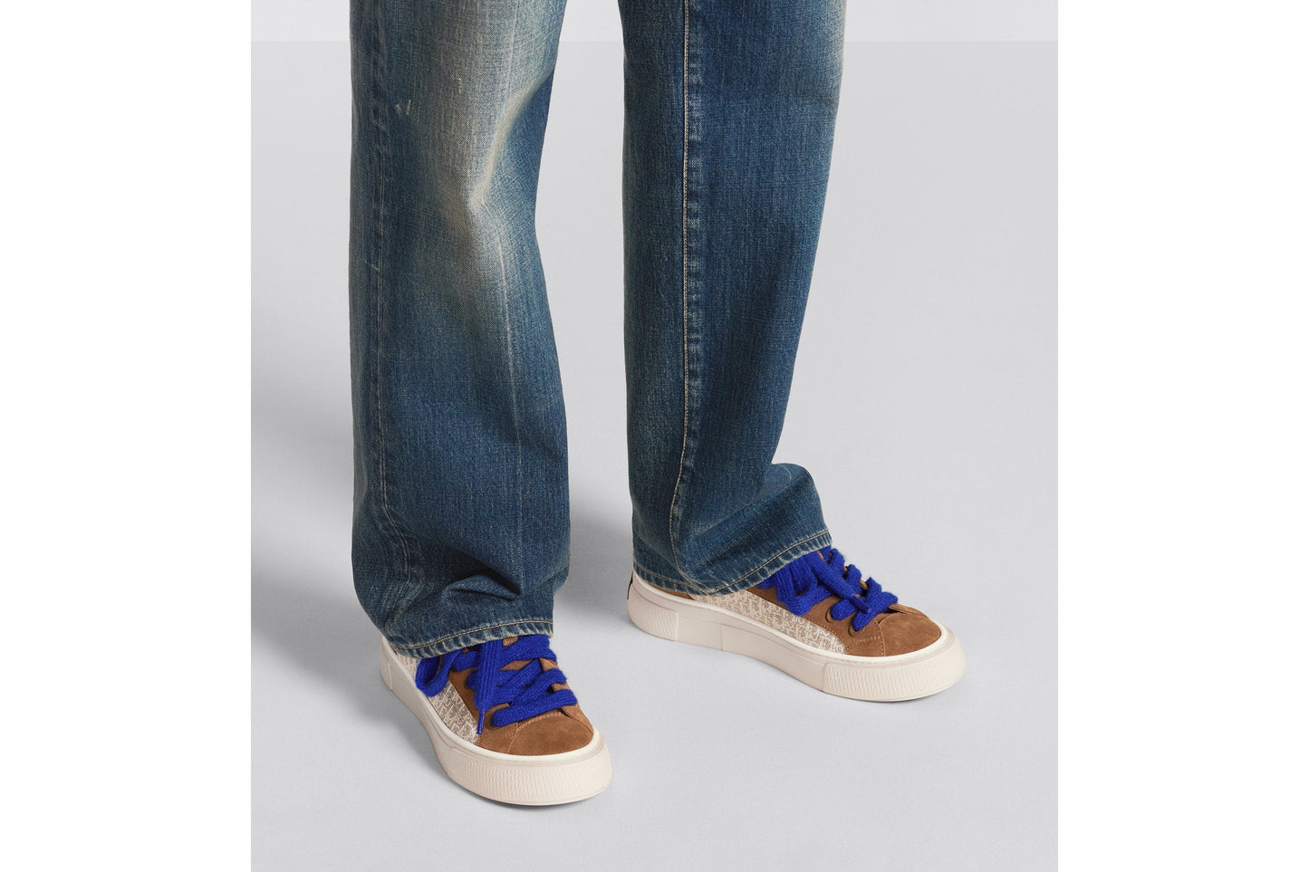 B33 Sneaker • Brown and Cream Dior Oblique Jacquard and Brown Suede