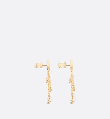 Petit CD Earrings • Gold-Finish Metal with White Resin Pearls and Silver-Tone Crystals