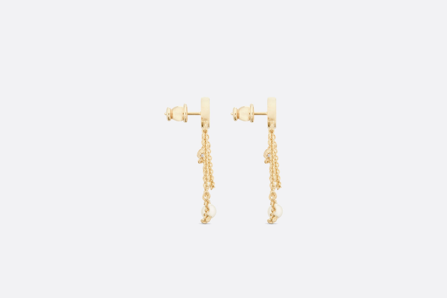 Petit CD Earrings • Gold-Finish Metal with White Resin Pearls and Silver-Tone Crystals
