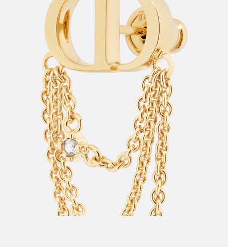 Petit CD Earrings • Gold-Finish Metal with White Resin Pearls and Silver-Tone Crystals