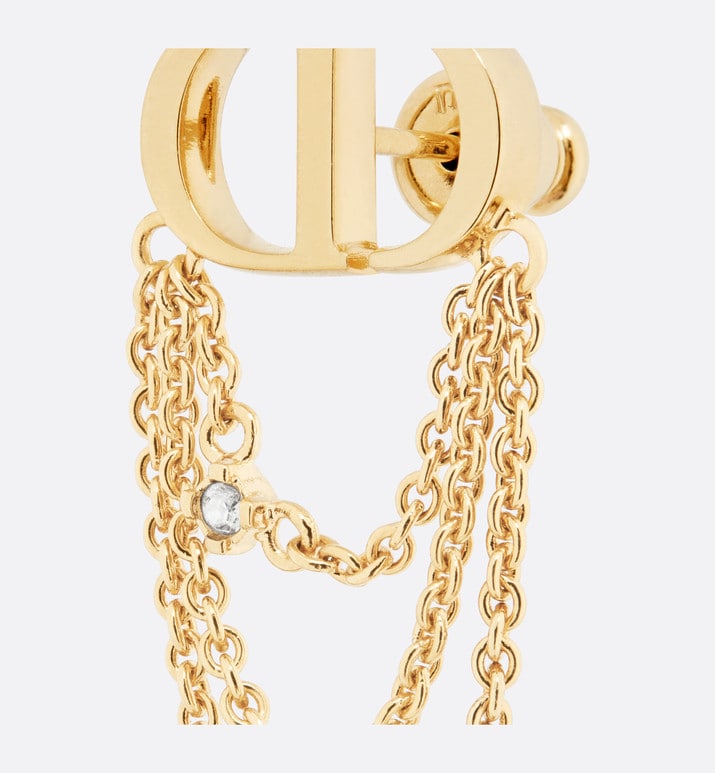 Petit CD Earrings • Gold-Finish Metal with White Resin Pearls and Silver-Tone Crystals