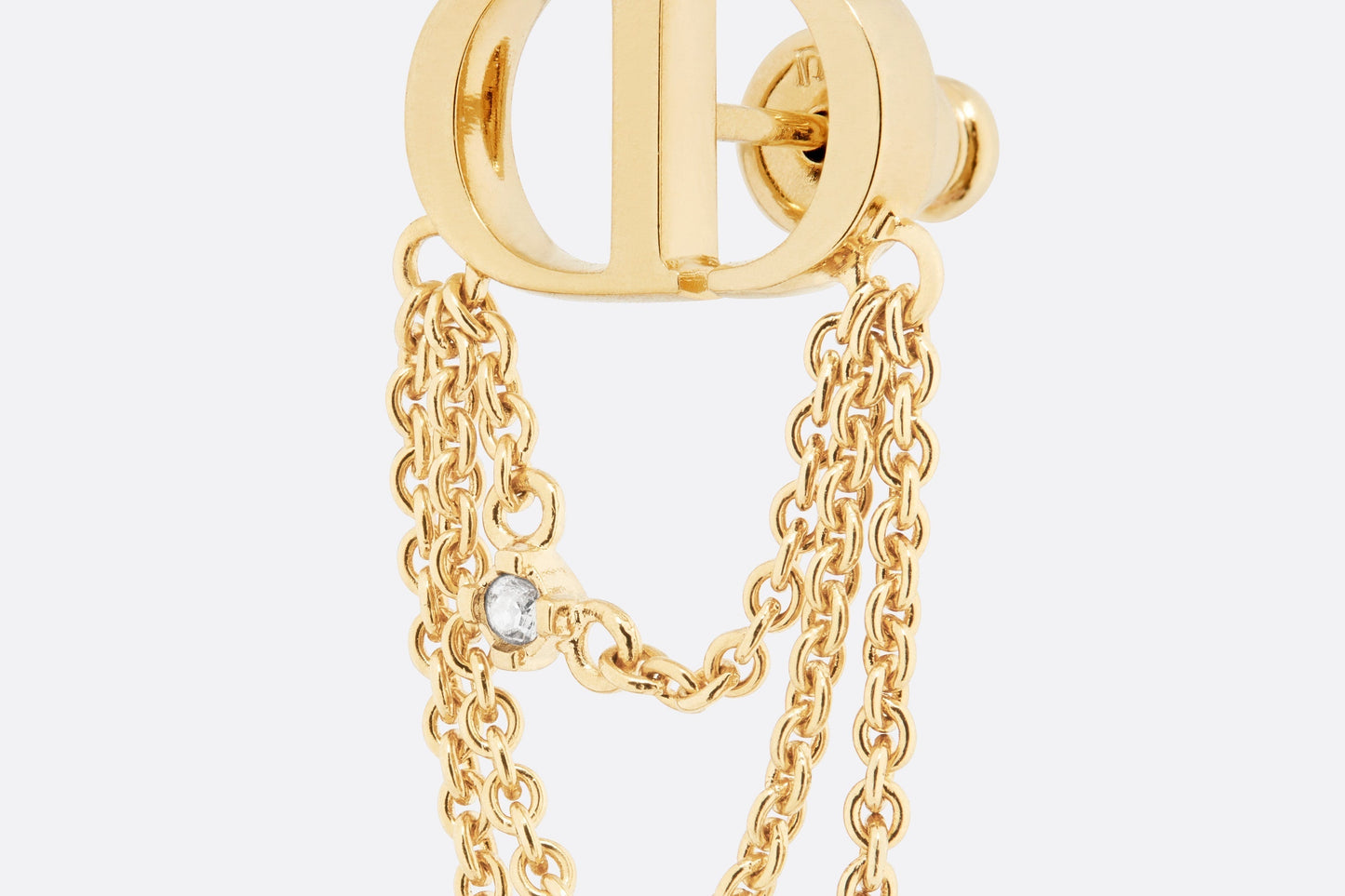 Petit CD Earrings • Gold-Finish Metal with White Resin Pearls and Silver-Tone Crystals