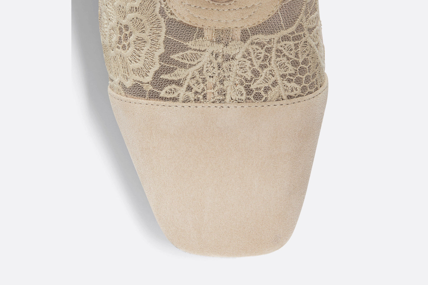 Naughtily-D Ankle Boot • Transparent Mesh and Sand-Colored Suede Embroidered with Dior Roses Motif