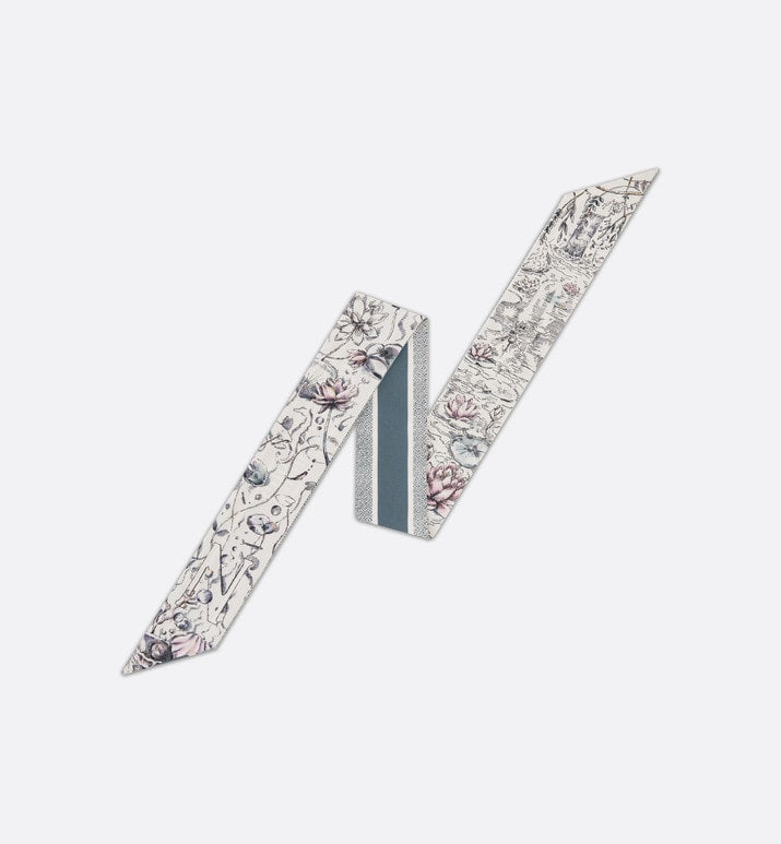 ABCDior N Nénuphar - Nymphe Mitzah Scarf • Ivory Multicolor Silk Twill