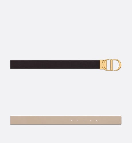 30 Montaigne Reversible Belt • Black and Powder Beige Smooth Calfskin, 35 MM
