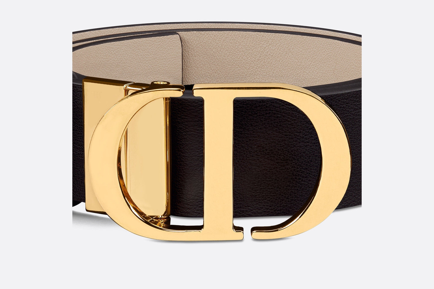 30 Montaigne Reversible Belt • Black and Powder Beige Smooth Calfskin, 35 MM